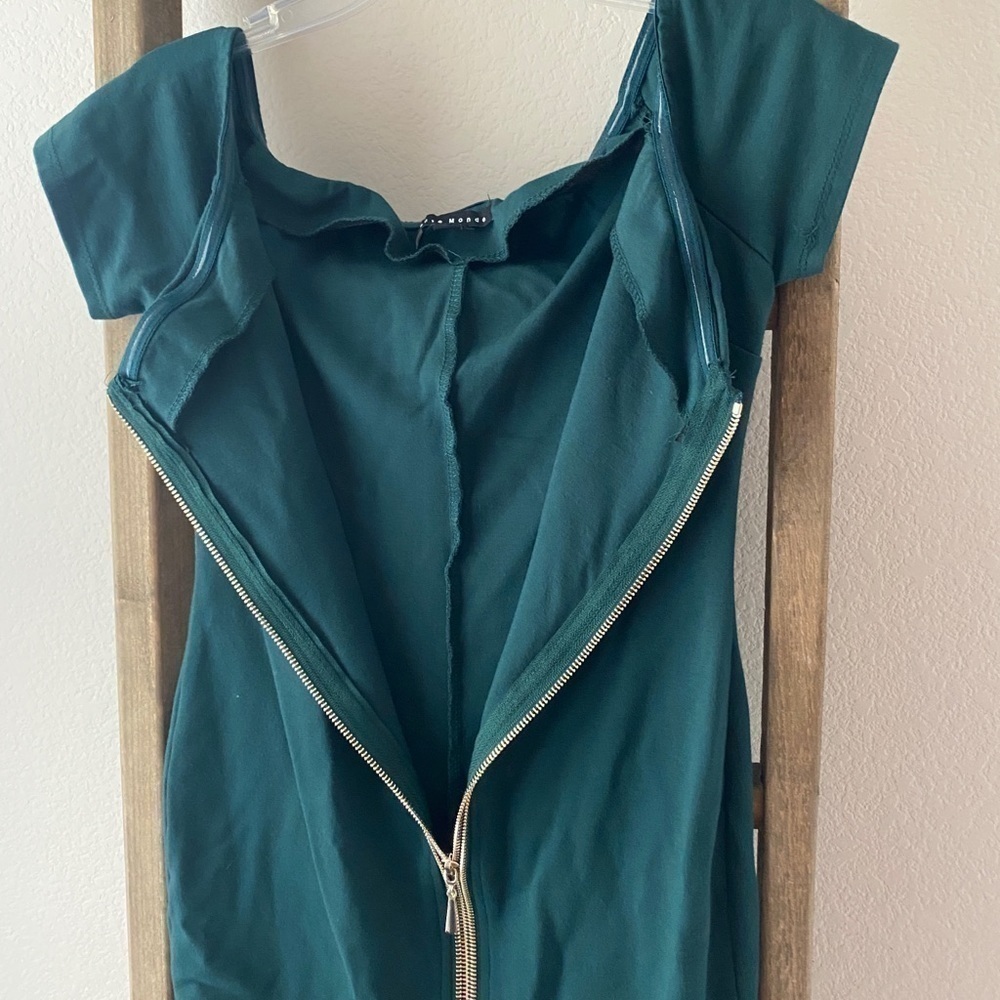 Dark green - zip down dress - Picture 2 of 5